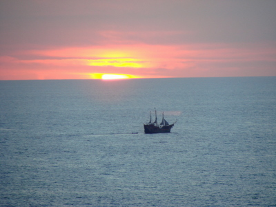 Pirate Ship riding into the sunset.